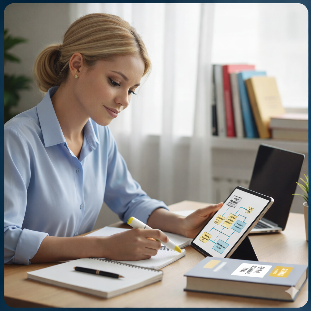 Pessoa estudando com tablet