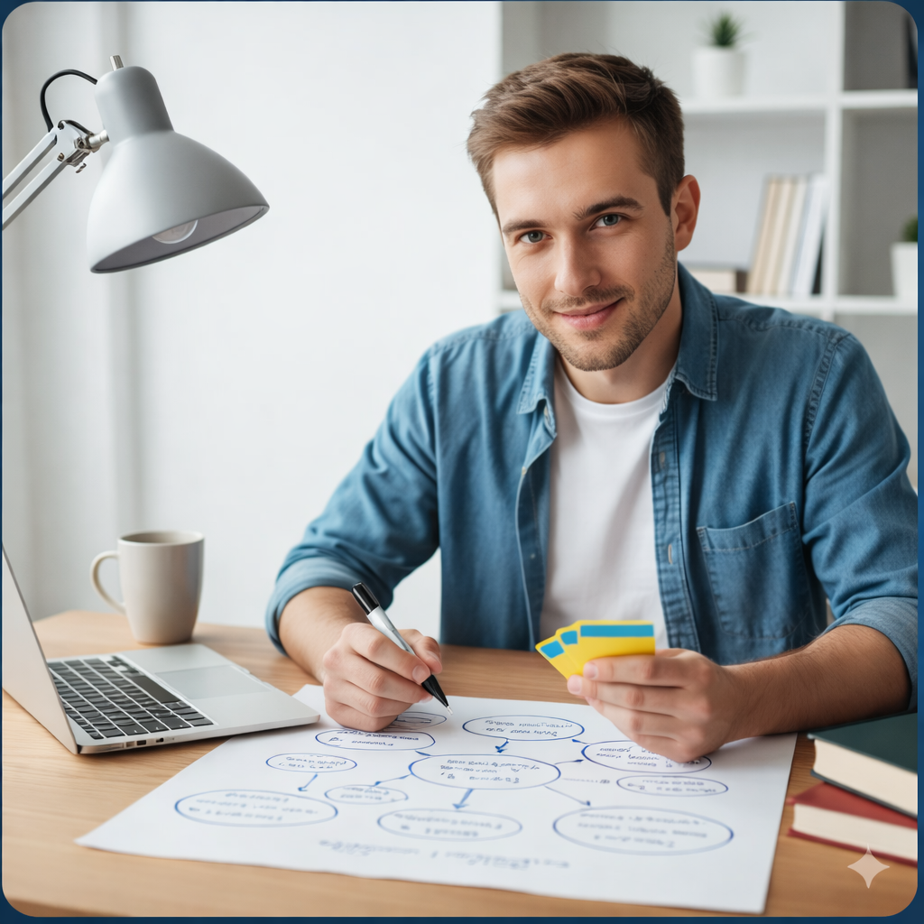 Pessoa estudando com tablet
